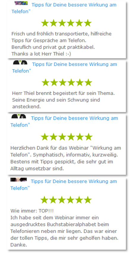 Referenzen Frank Thiel Webinar Telefontraining